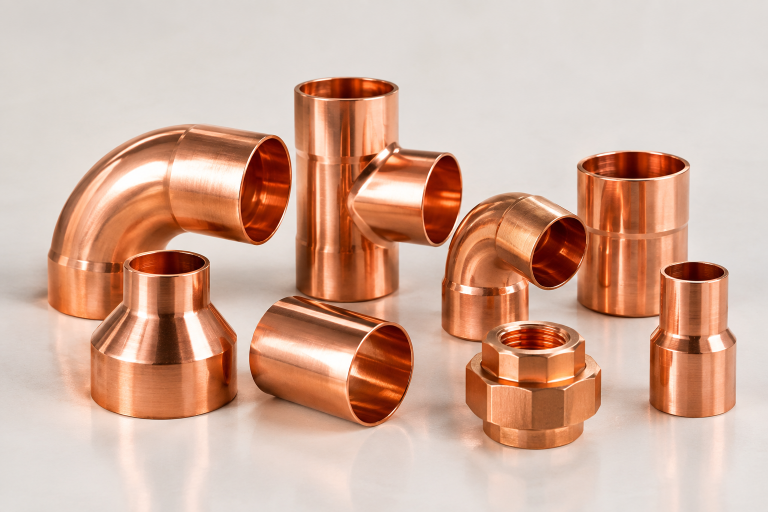 Copper pipe fittings from the S.K. Metal range